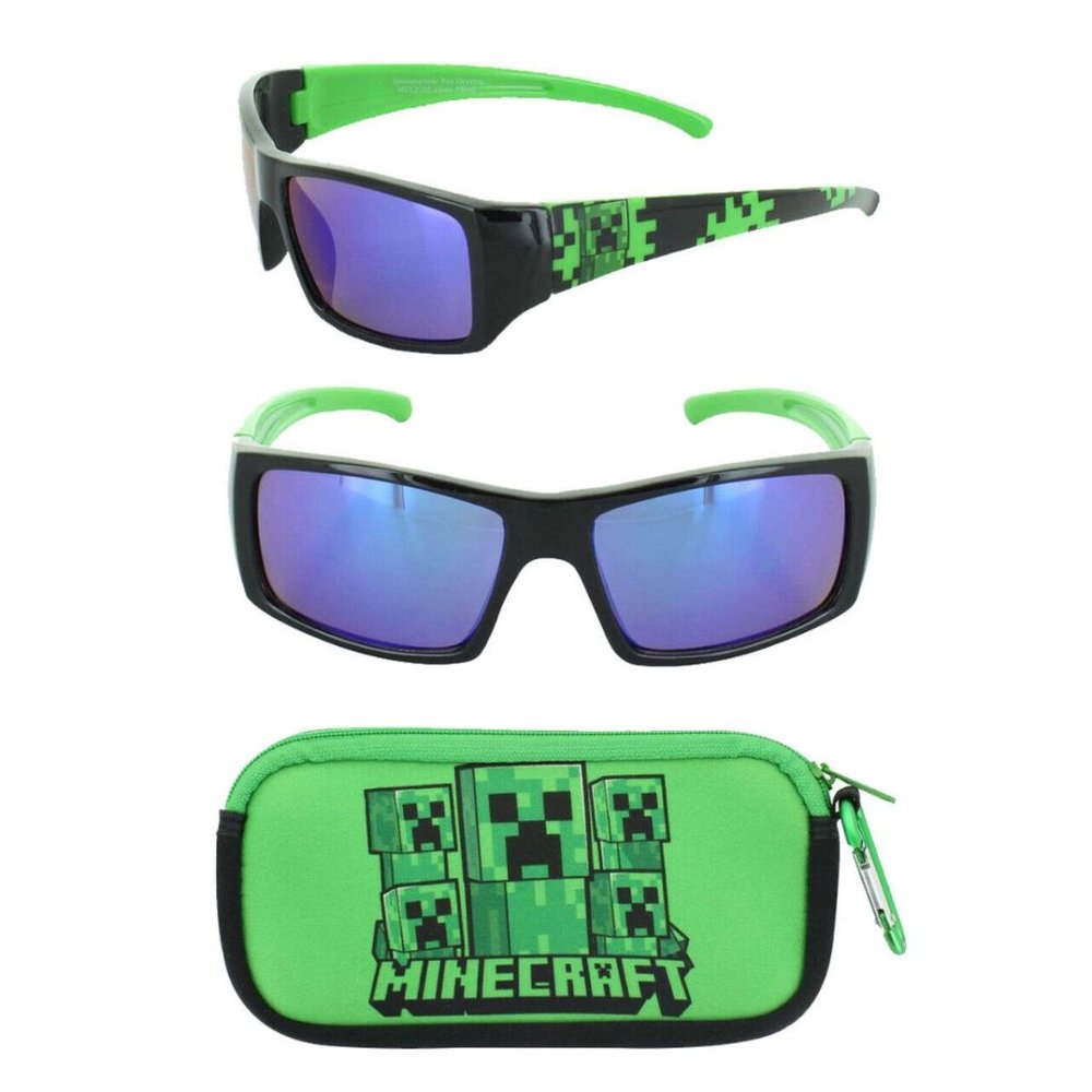 Toddler Minecraft Sunglasses & Case Set 100% UV Protection Creepers Glasses